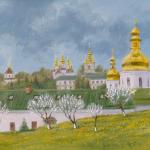 Весна в Лавре холст, масло 20х50 см