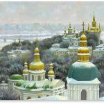 Зима, вид на Ближние и Дальние пещеры Лавры