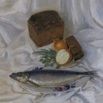 Хлеб, селёдка, лук
